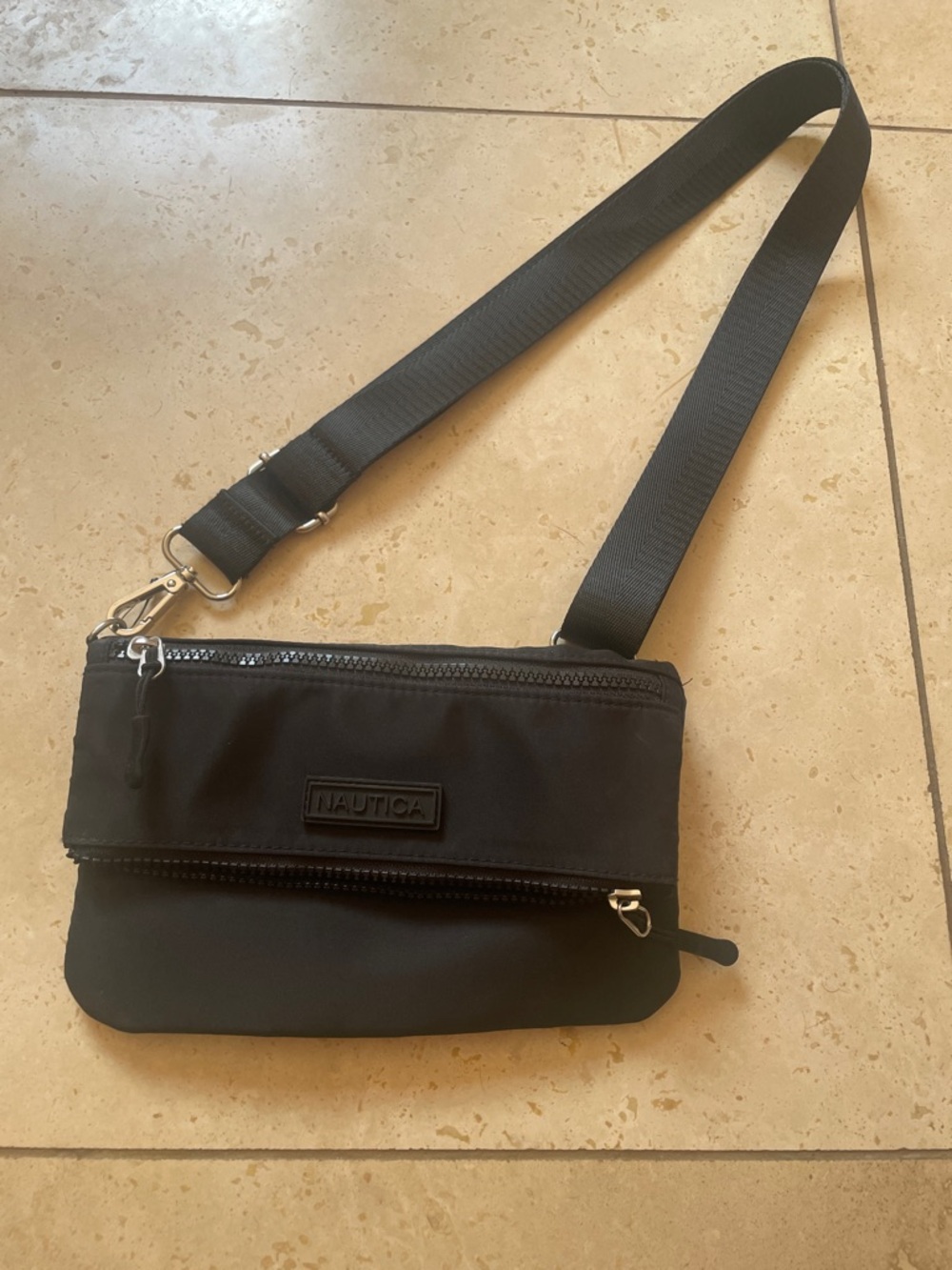Nautica Black Nylon Shoulder Belt Bag